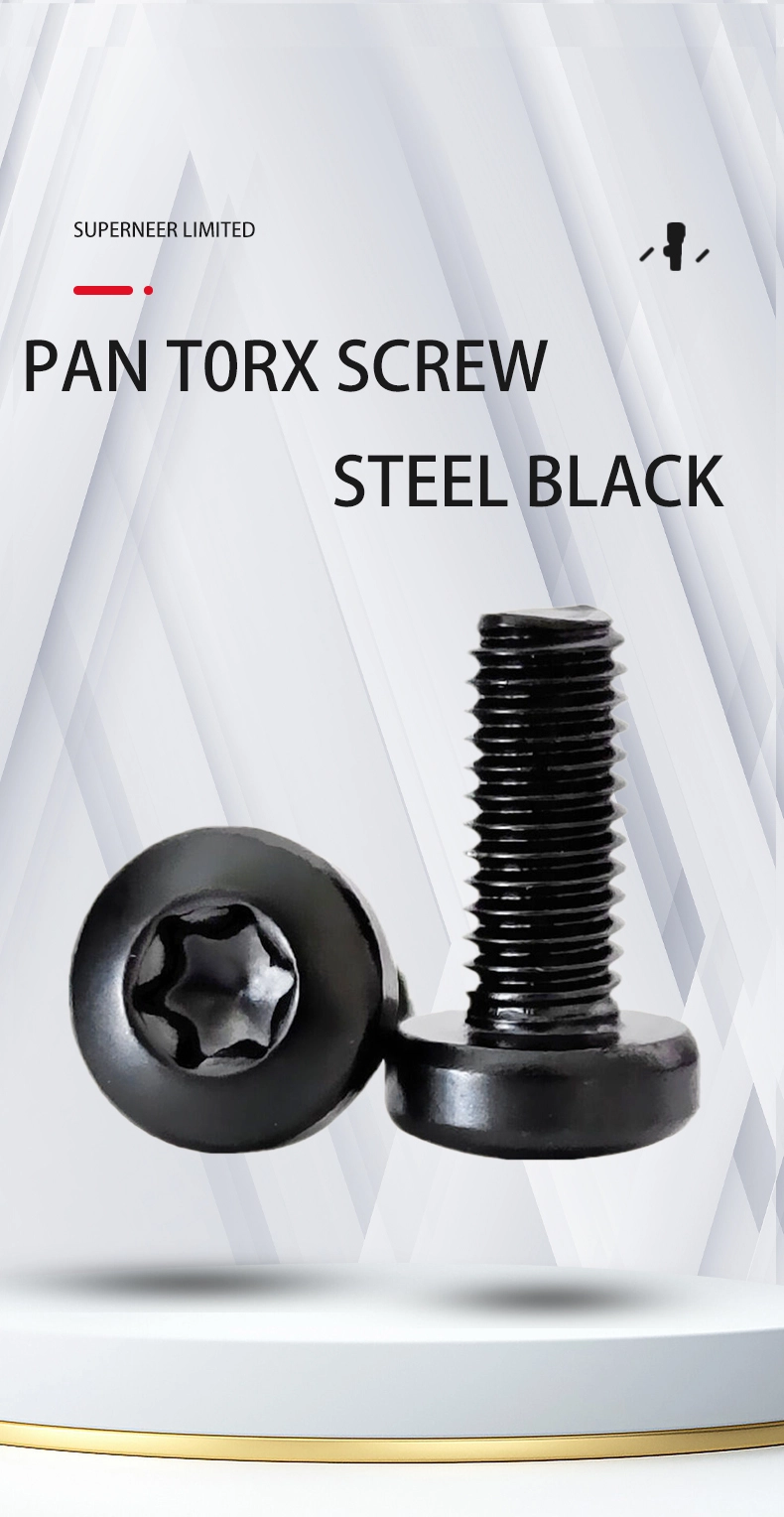 M2.5 x 4 mm Pan Head Torx Machine Screw Steel Black ISO 14583