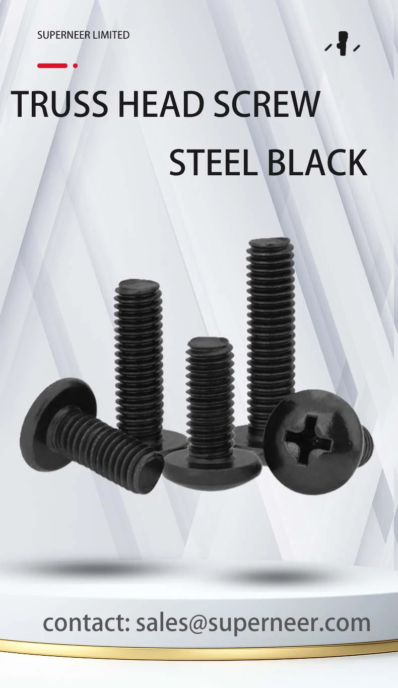 4-40 x 3/16" Truss Head Phillips Machine Screw Steel Black