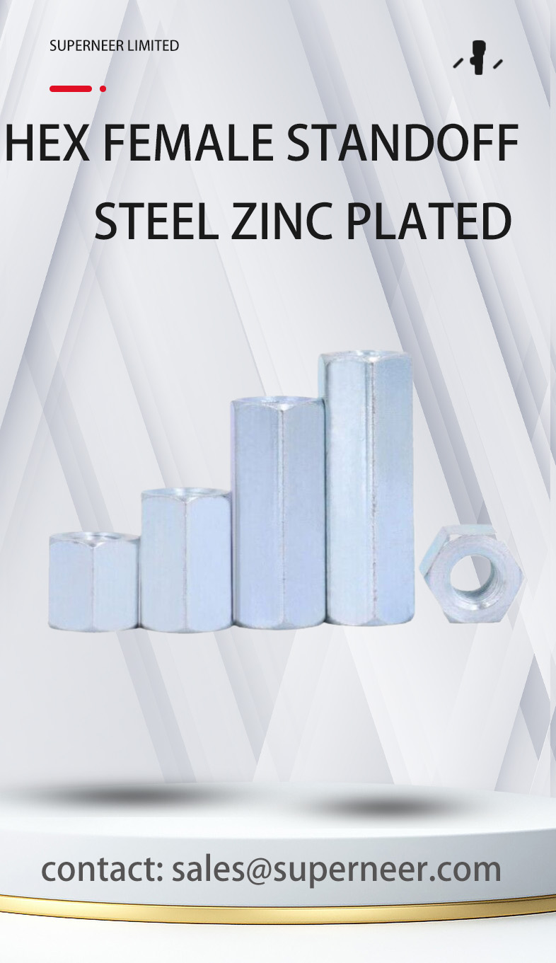 2-56 x 3/16" Hex Female Spacers Steel Blue Zinc Plated Stand Off 