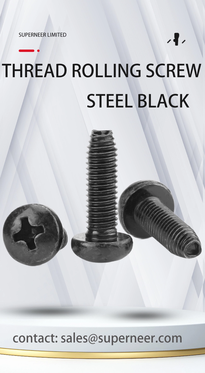2-56 &times; 1/4 Pan Head Phillips Thread Forming  Screws for Metal  Steel Black