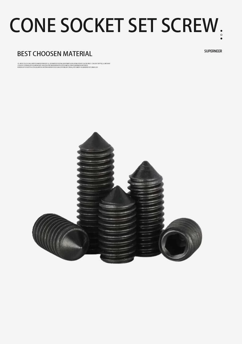 M1.6 x 6mm Socket Set Screw Cone Point Steel Black DIN914