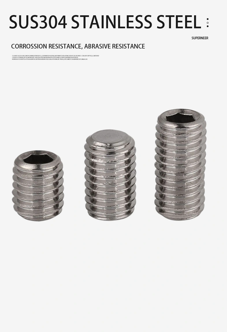 2 x 7/16" Flat Socket Set Screws SUS304 Stainless Steel Inox