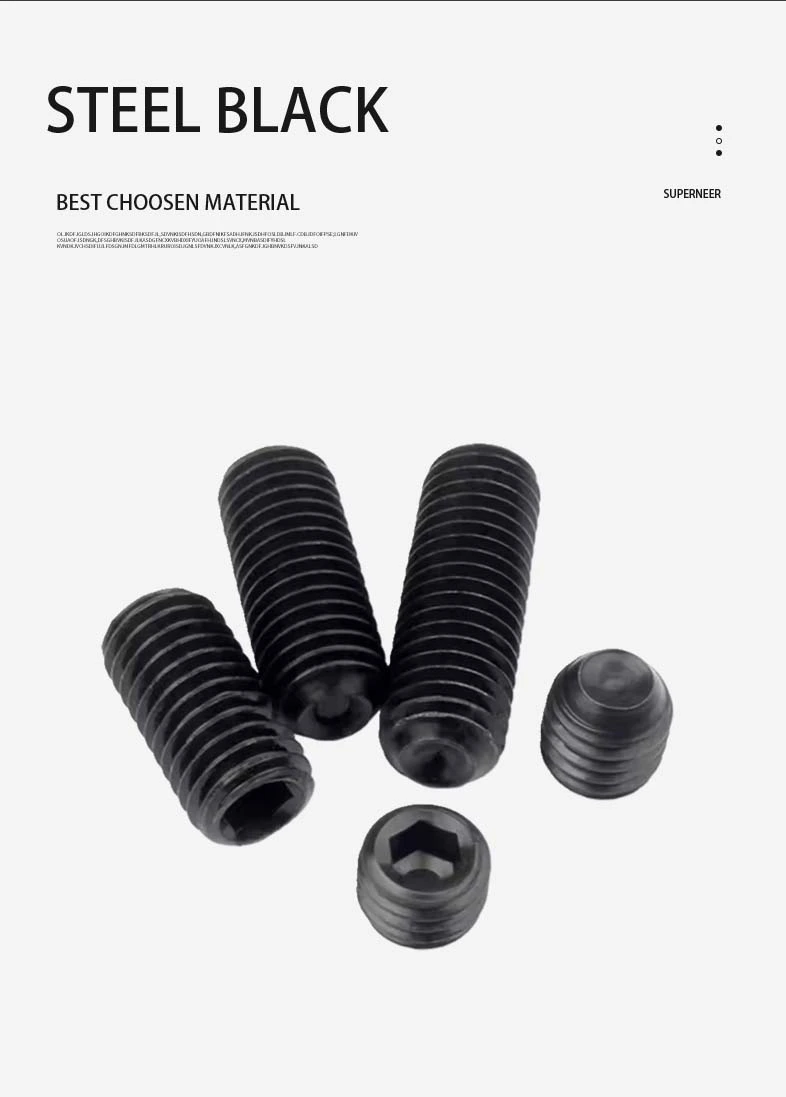 8 x 7/16" Socket Cup Point Set Screws Steel Black Inch