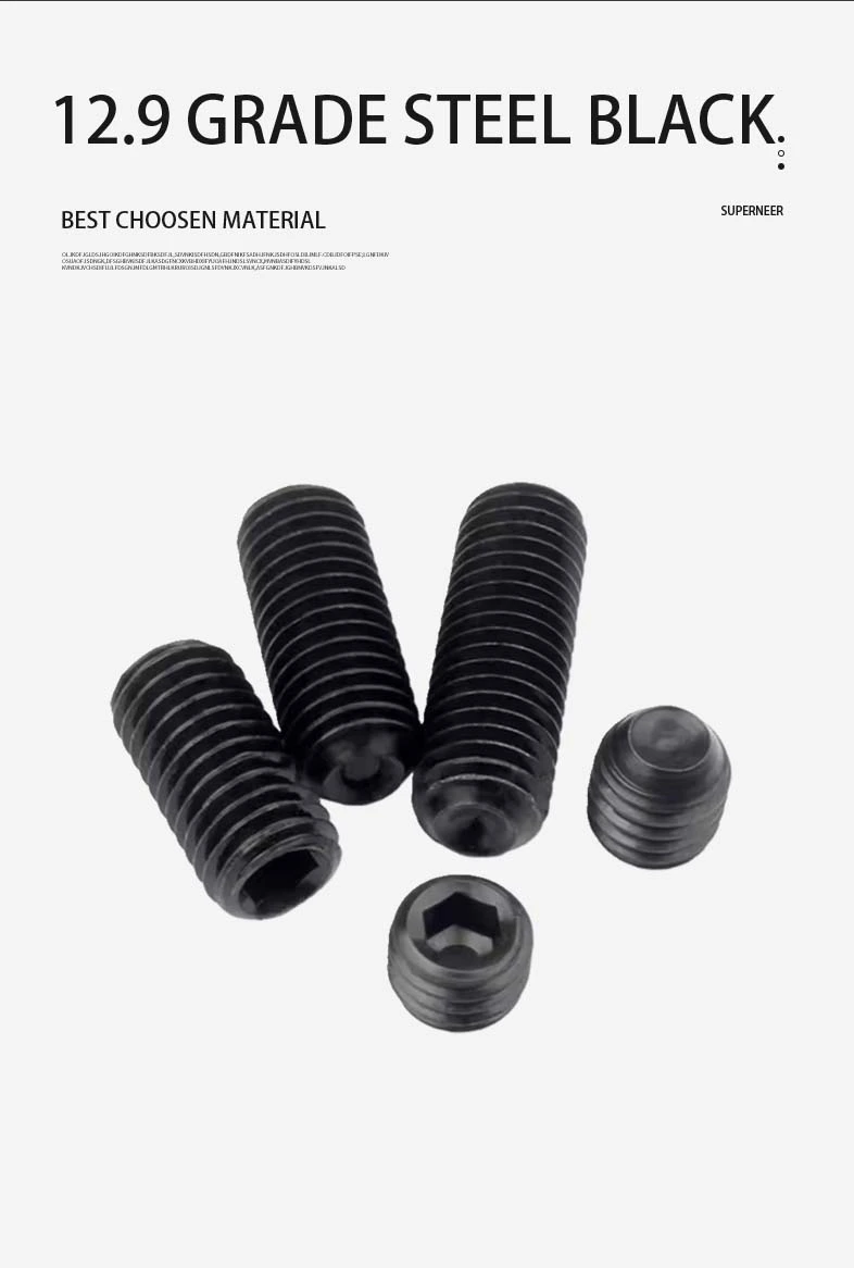 8 x 7/16" Socket Cup Point Set Screws 12.9 Carbon Steel Black Inch