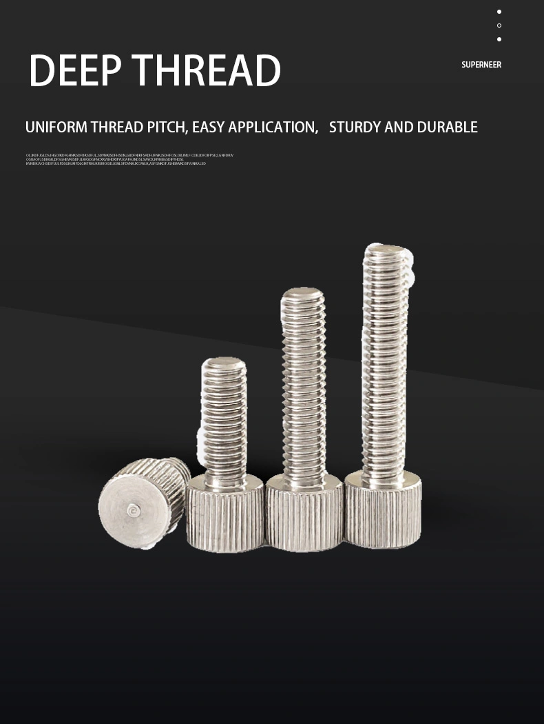 M4 x 30mm Knurled Thumb Screw Flat Head Vertical Knurled Knob Screws SUS304 Stainless Steel Inox