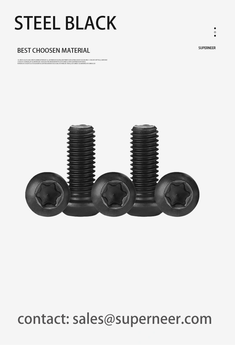 6-32 x 3/16" Button Head Torx Machine Screw Steel Black 