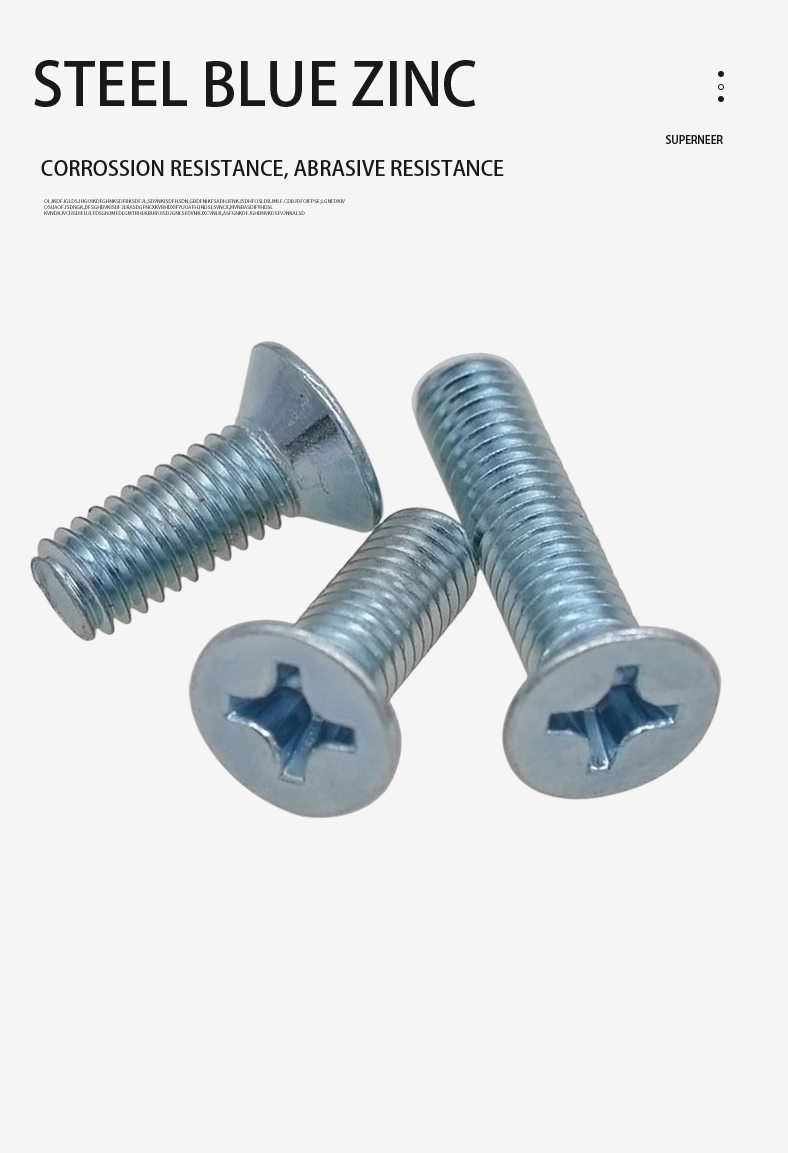 8-32 x 3/8" Flat Head 82&deg; Phillips Machine Screw Steel Blue Zinc Plated