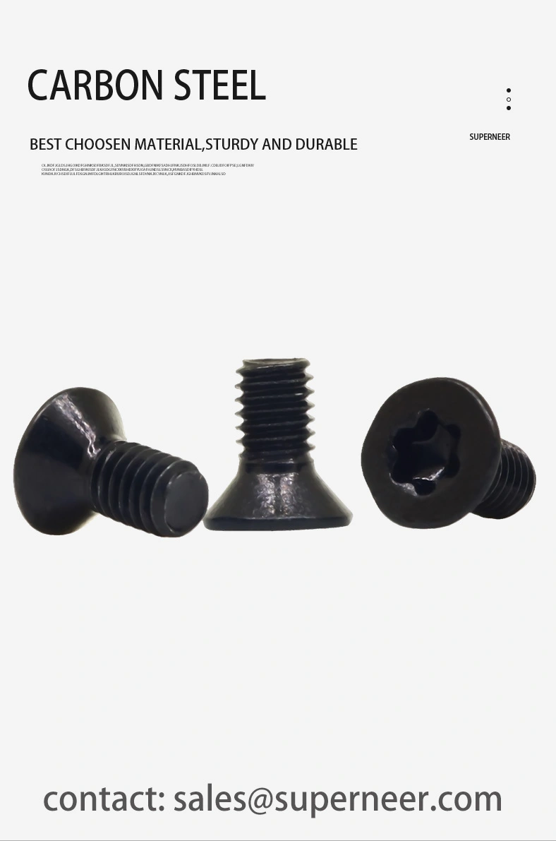 8-32 x 3/8" Flat Head 82&deg; Torx Machine Screw Steel Black