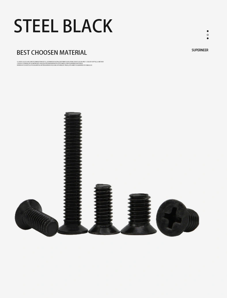 M2 x 6 mm Flat Head 82&deg; Phillips Machine Screw Steel Black