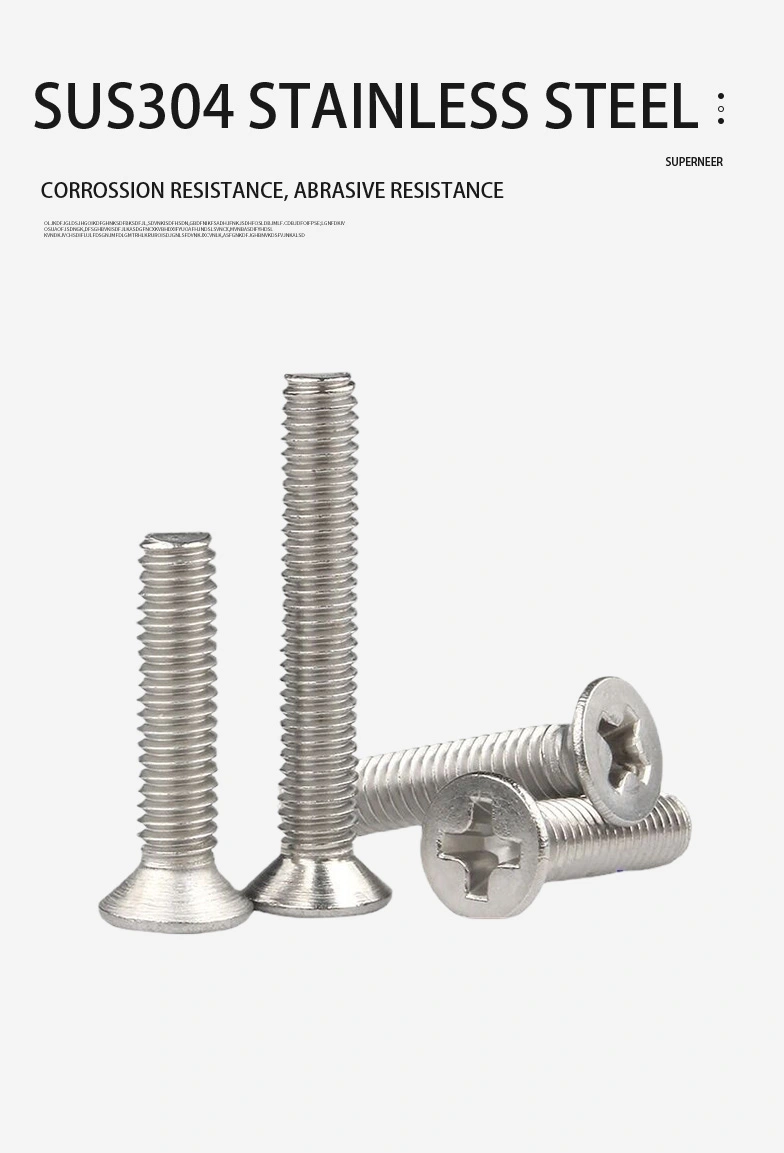 8-32 x 1/4" Flat Head 82&deg; Phillips Machine Screw SUS304 Stainless Steel Inox