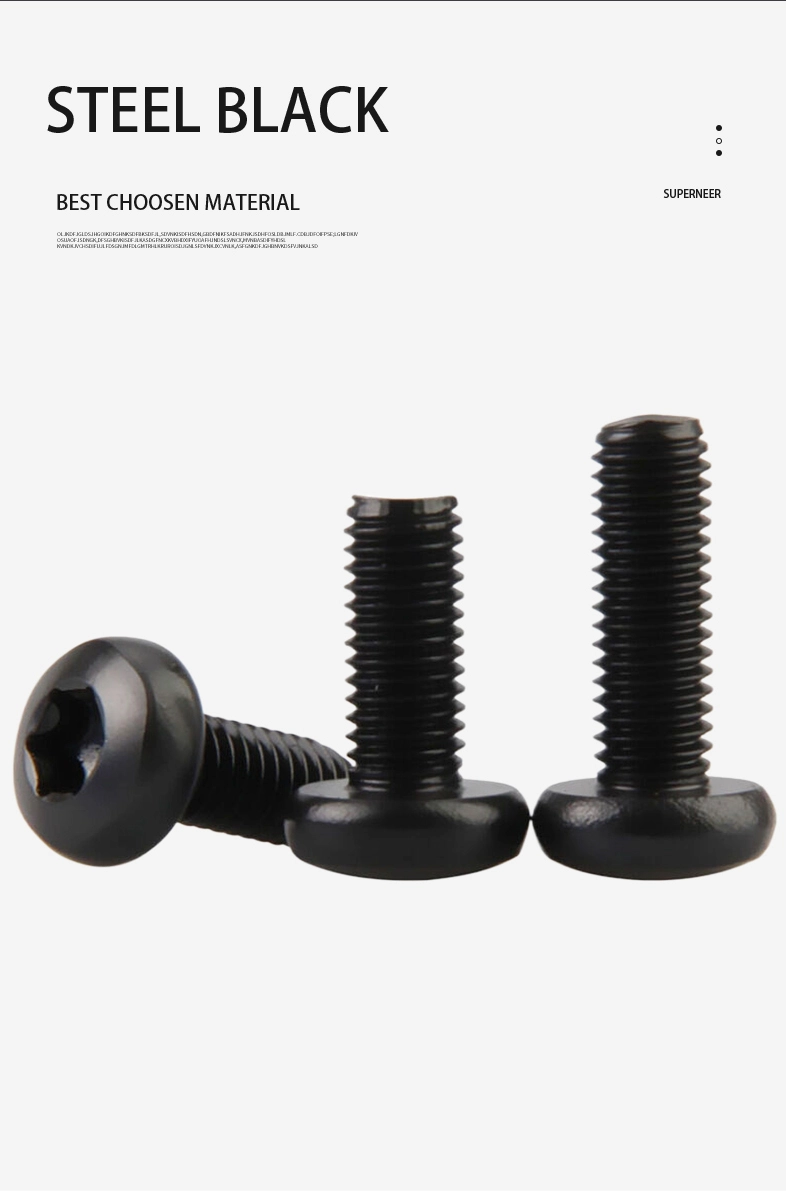 M2.5 x 4 mm Pan Head Torx Machine Screw Steel Black ISO 14583