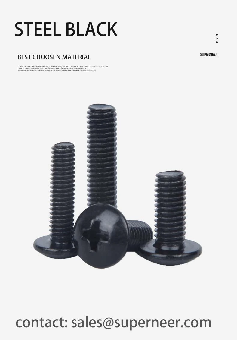 4-40 x 3/16" Truss Head Phillips Machine Screw Steel Black