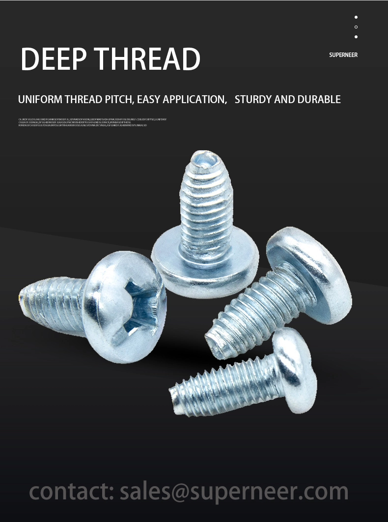 M4 &times; 6mm Pan Head Phillips Thread Forming Screws for Metal Steel Blue Zinc Plated