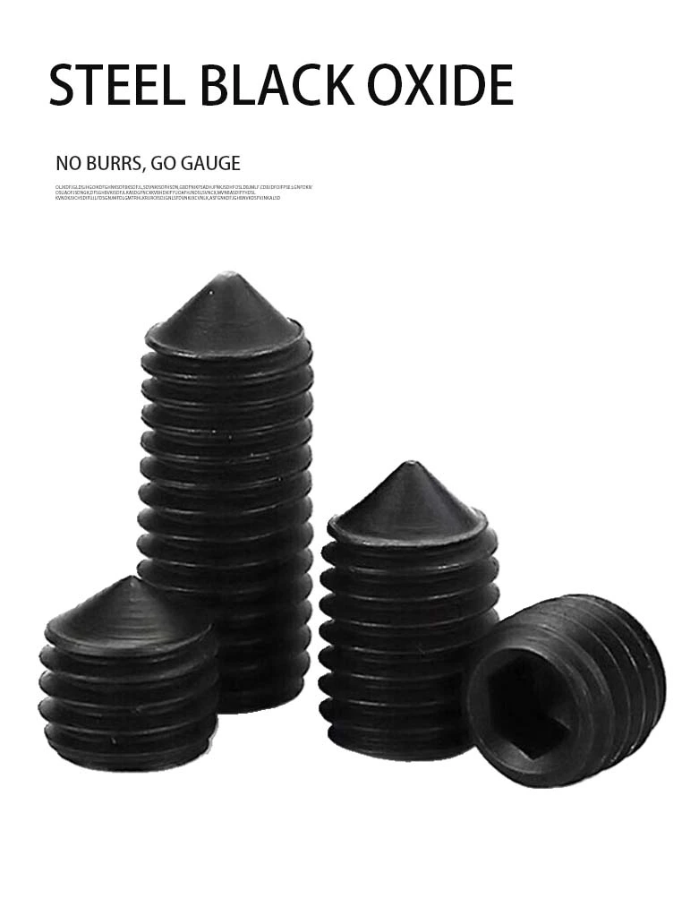 M1.6 x 6mm Socket Set Screw Cone Point Steel Black DIN914