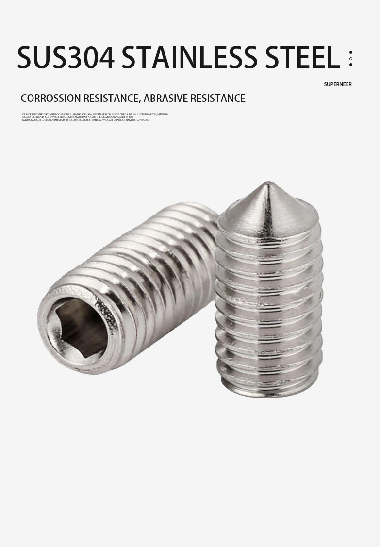 M2 x 4mm Socket Set Screw Cone Point SUS304 Stainless Steel Inox DIN914