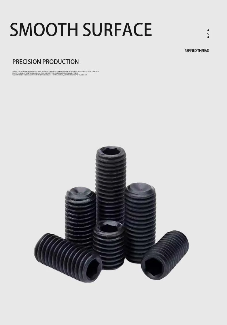 8 x 7/16" Socket Cup Point Set Screws Steel Black Inch