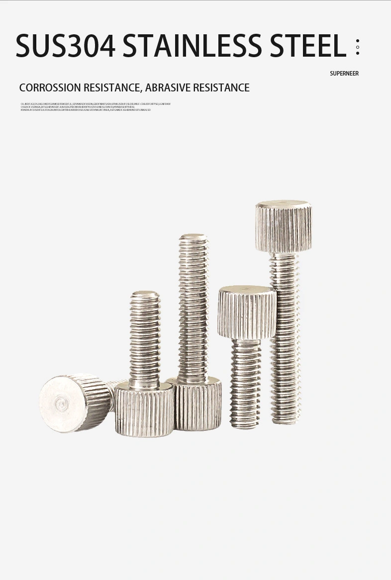 M4 x 30mm Knurled Thumb Screw Flat Head Vertical Knurled Knob Screws SUS304 Stainless Steel Inox