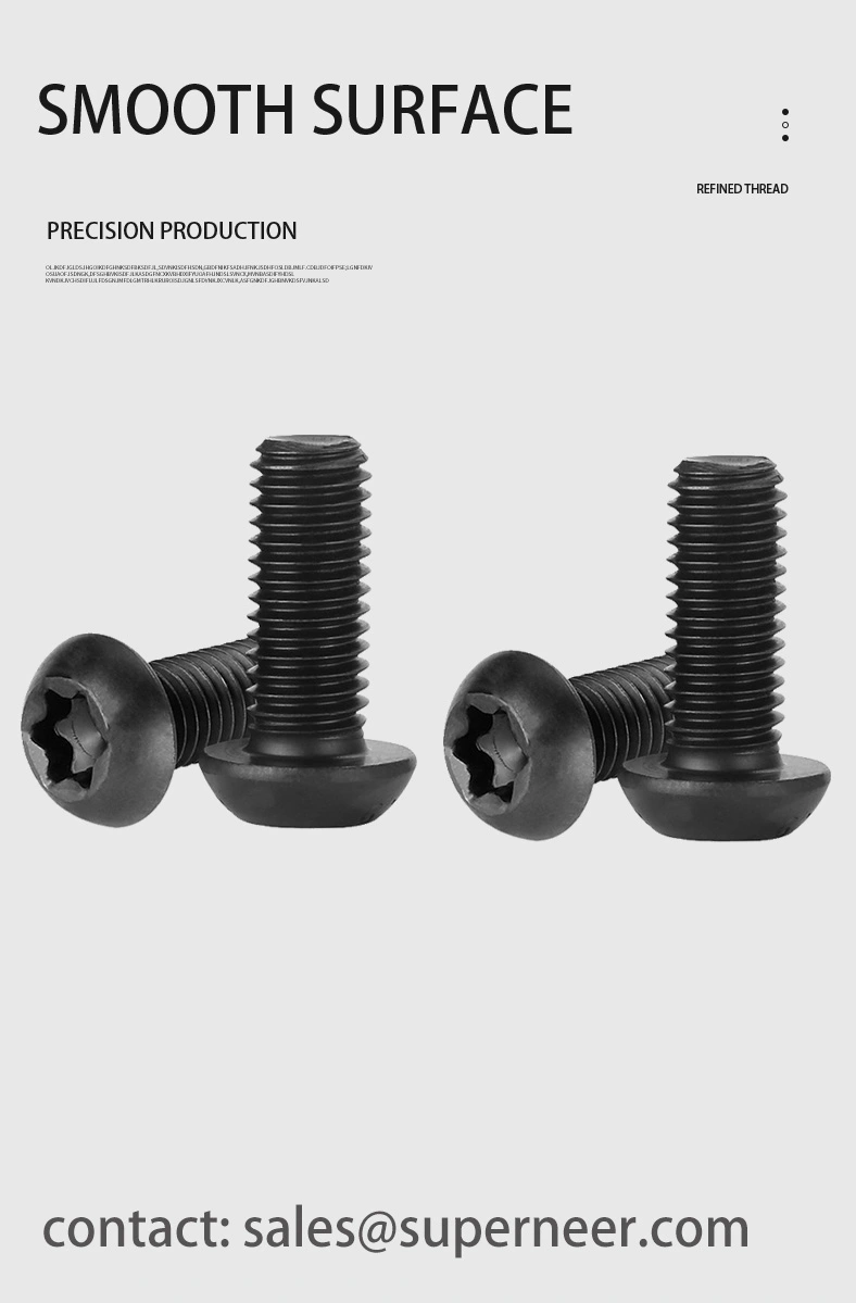 6-32 x 3/16" Button Head Torx Machine Screw Steel Black 
