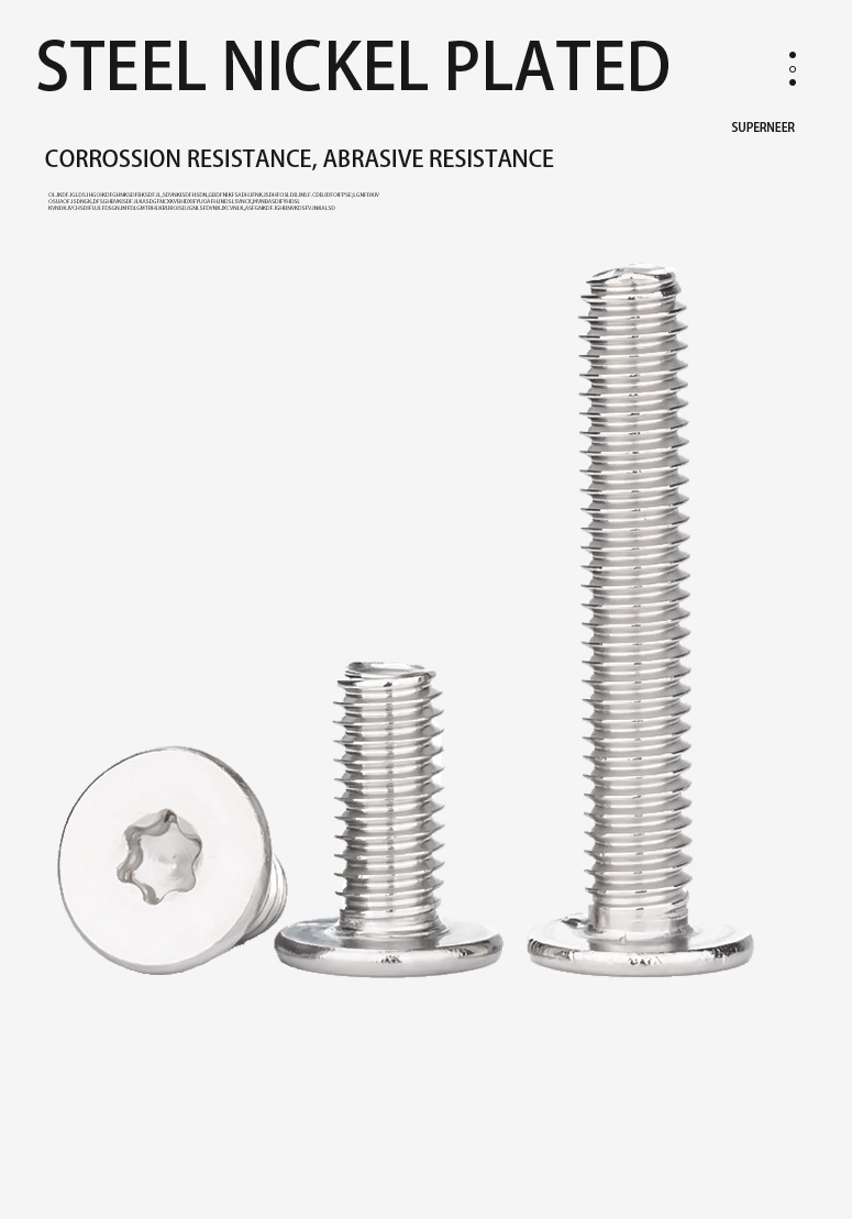 M8 x 55mm Torx Flat Head Machine Screw Carbon Steel Nickel Plated