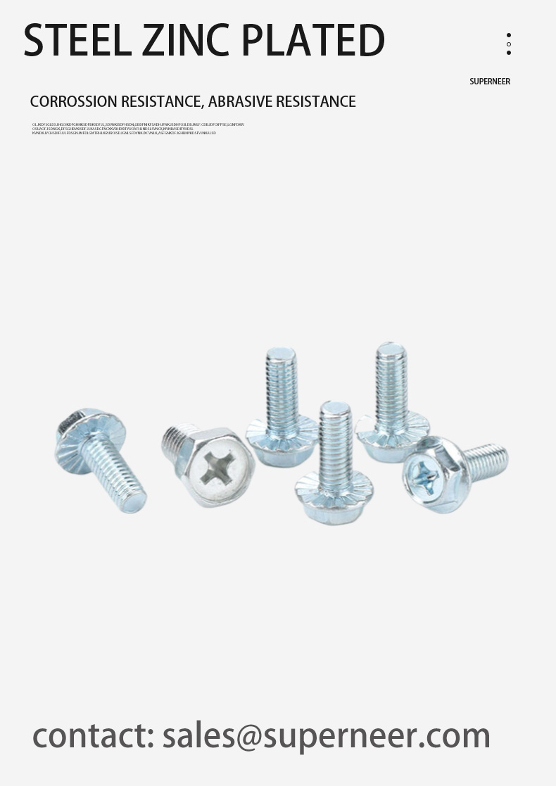 8-32 x 3/16" Indented Hex Washer Serrated Head Phillips Machine Screw Steel Blue Zinc Plated