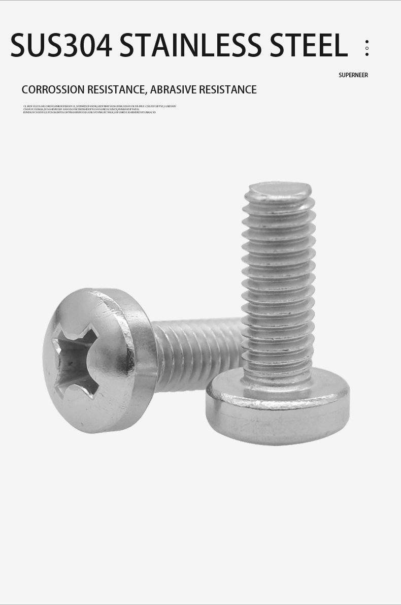 2-56 x 7/16" Pan Head Phillips Machine Screw SUS304 Stainless Steel Inox ANSI/ASME B18.6.3