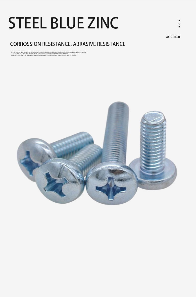 3-48 x 3/8" Pan Head Phillips Machine Screw Steel Blue Zinc Plated ANSI/ASME B18.6.3