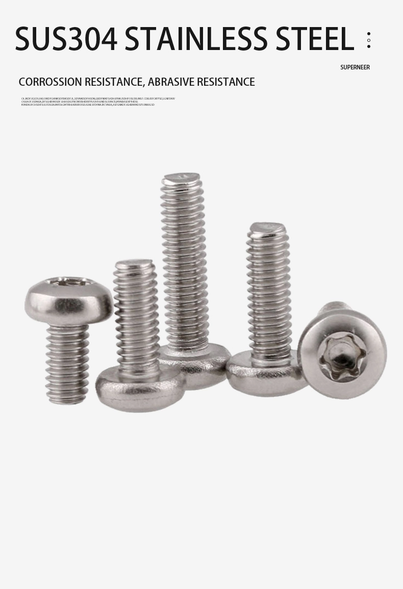 2-56 x 5/16" Pan Head Torx Machine Screw SUS304 Stainless Steel Inox