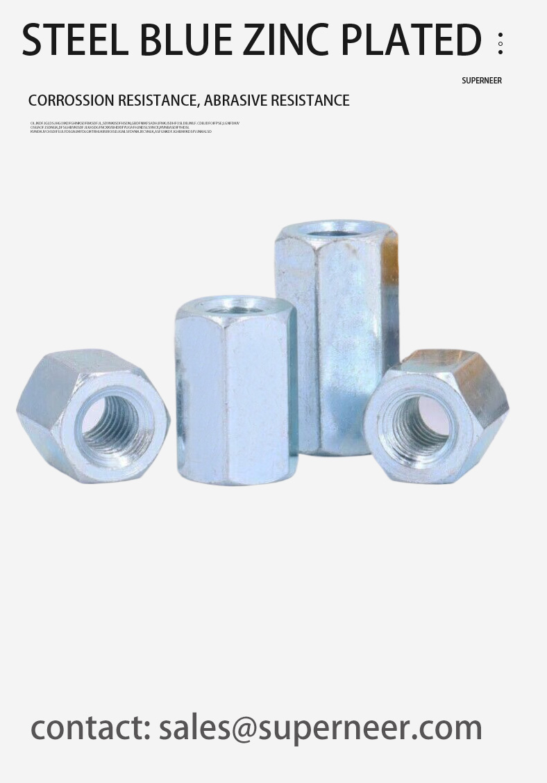 2-56 x 3/16" Hex Female Spacers Steel Blue Zinc Plated Stand Off 