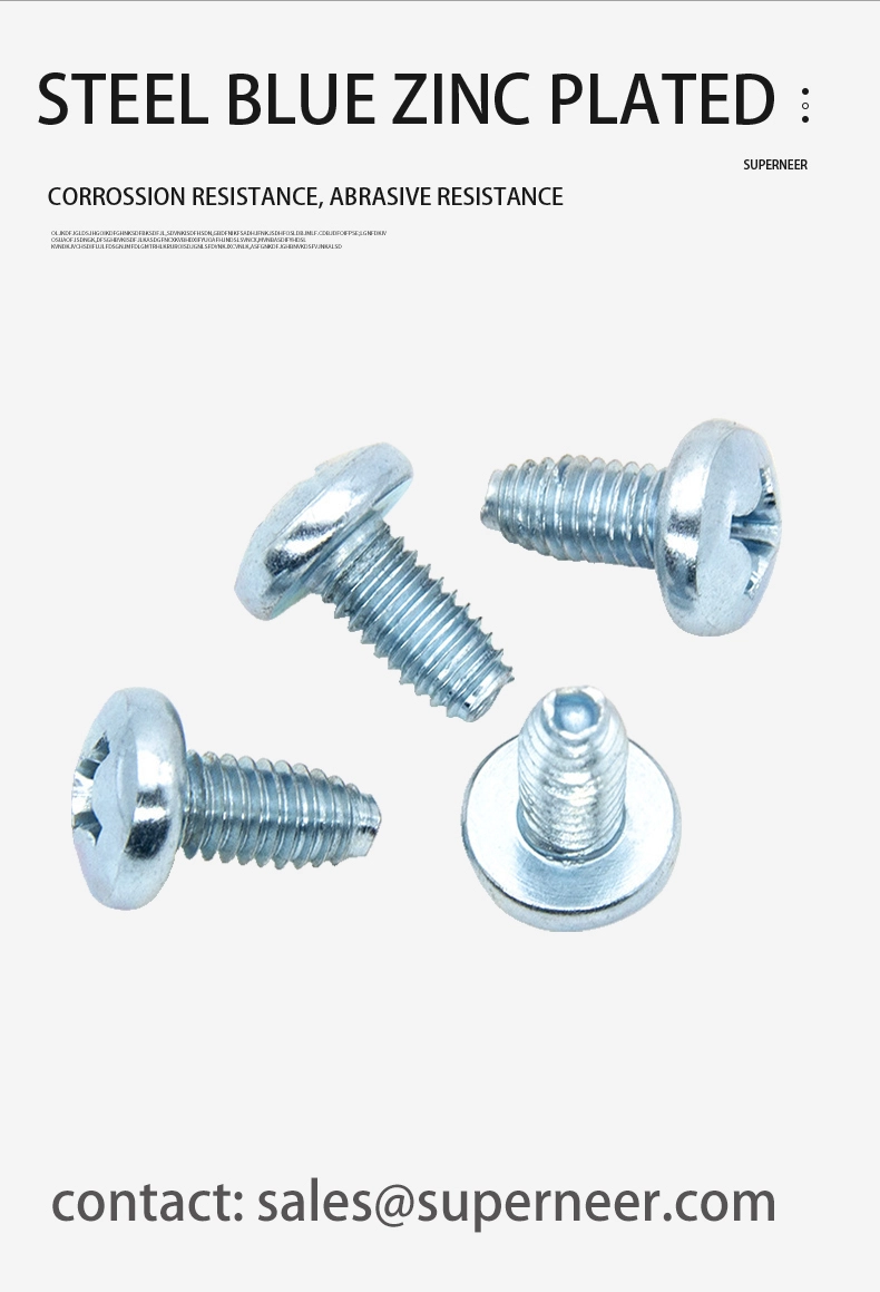 M4 &times; 6mm Pan Head Phillips Thread Forming Screws for Metal Steel Blue Zinc Plated