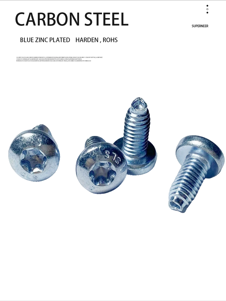 6-32 &times; 3/8 Pan Head Torx Thread Forming  Screws for Metal  Steel Blue Zinc Plated
