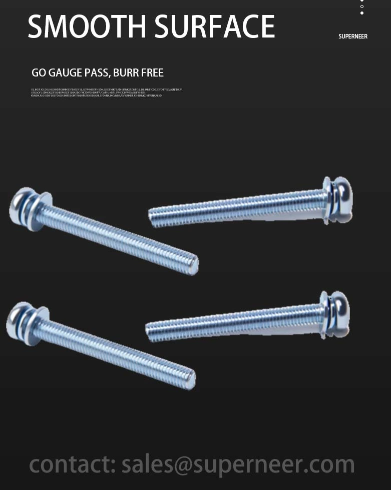 8-32 x 7/16" Pan Head Phillips SEMS Screws with Spring and Flat Washer Steel Blue Zinc Plated