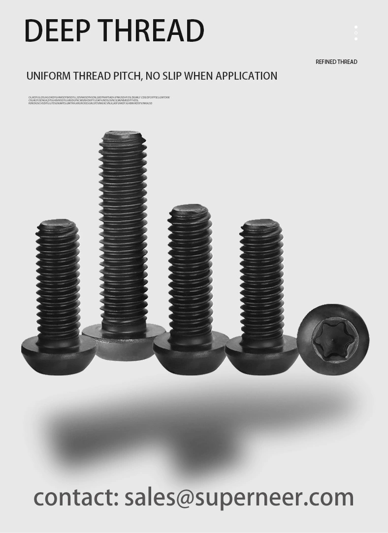 6-32 x 3/16" Button Head Torx Machine Screw Steel Black 