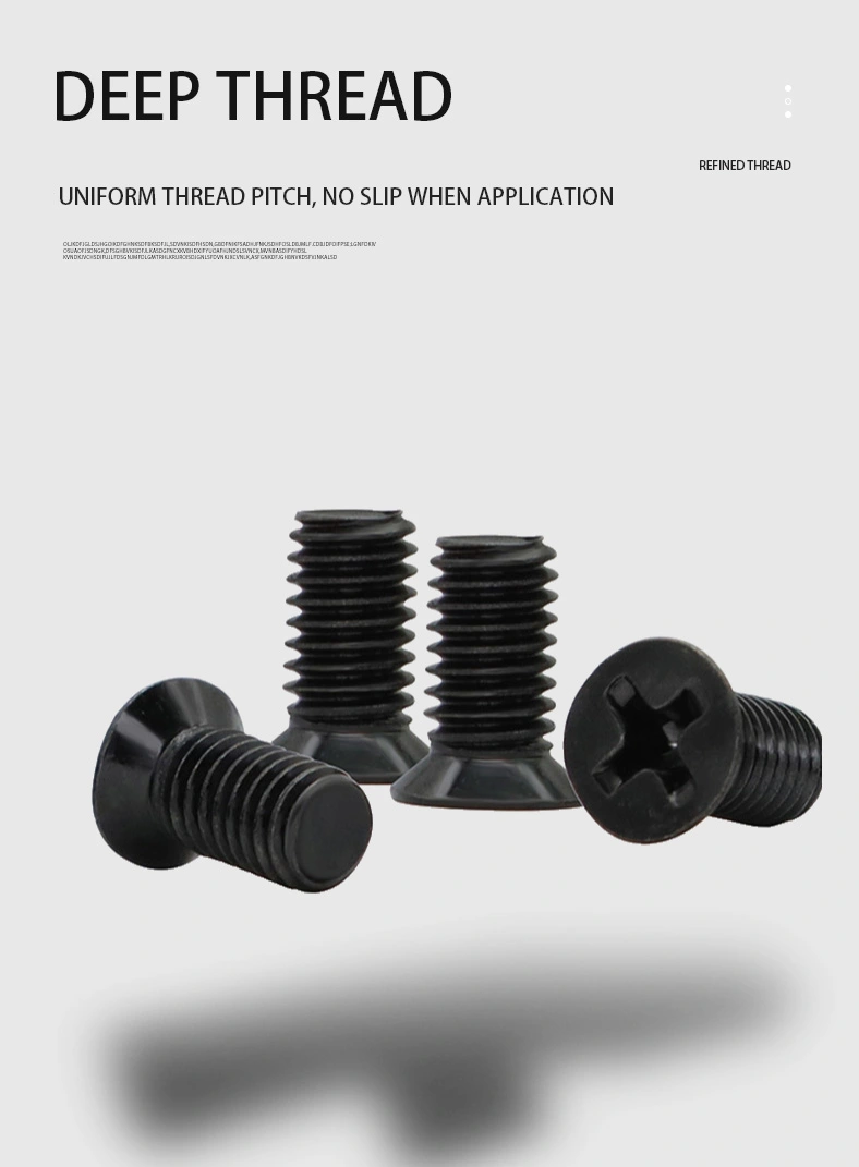 M2 x 6 mm Flat Head 82&deg; Phillips Machine Screw Steel Black