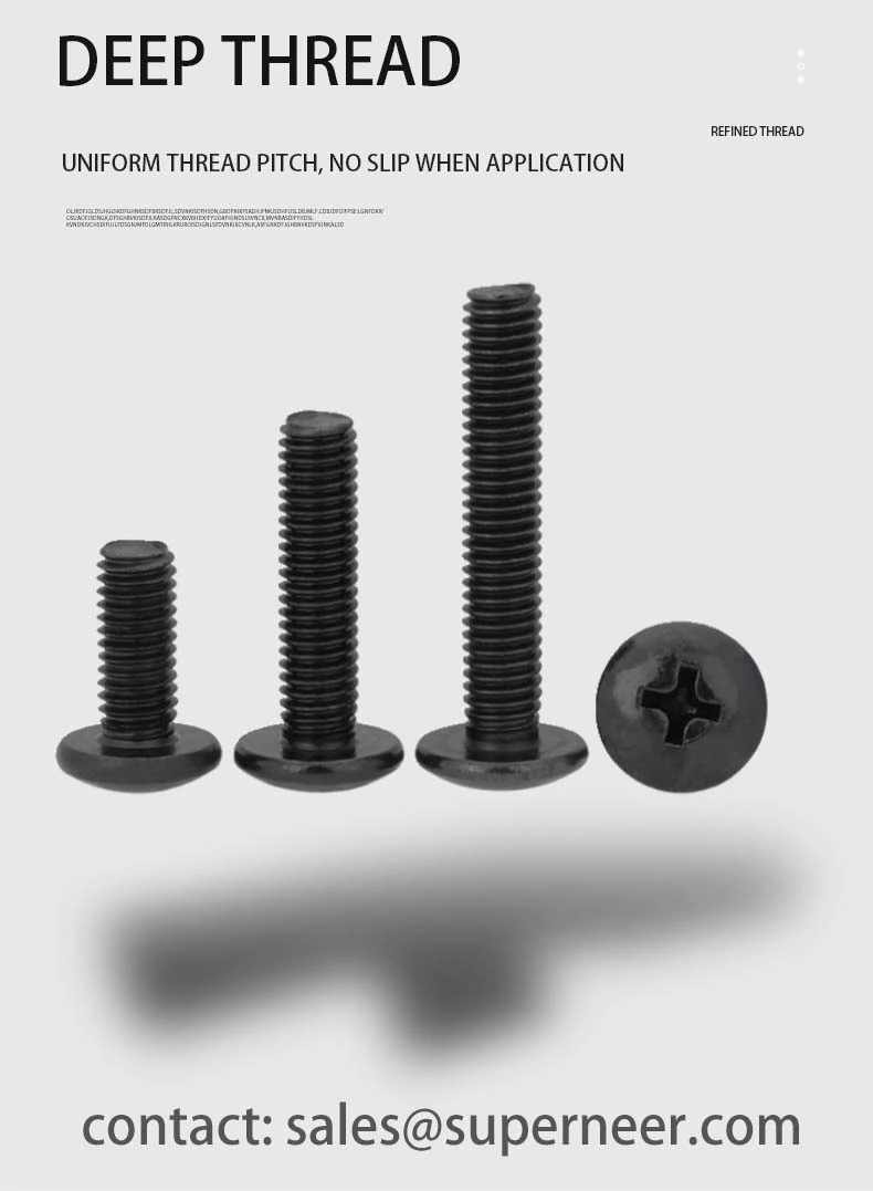 4-40 x 3/16" Truss Head Phillips Machine Screw Steel Black