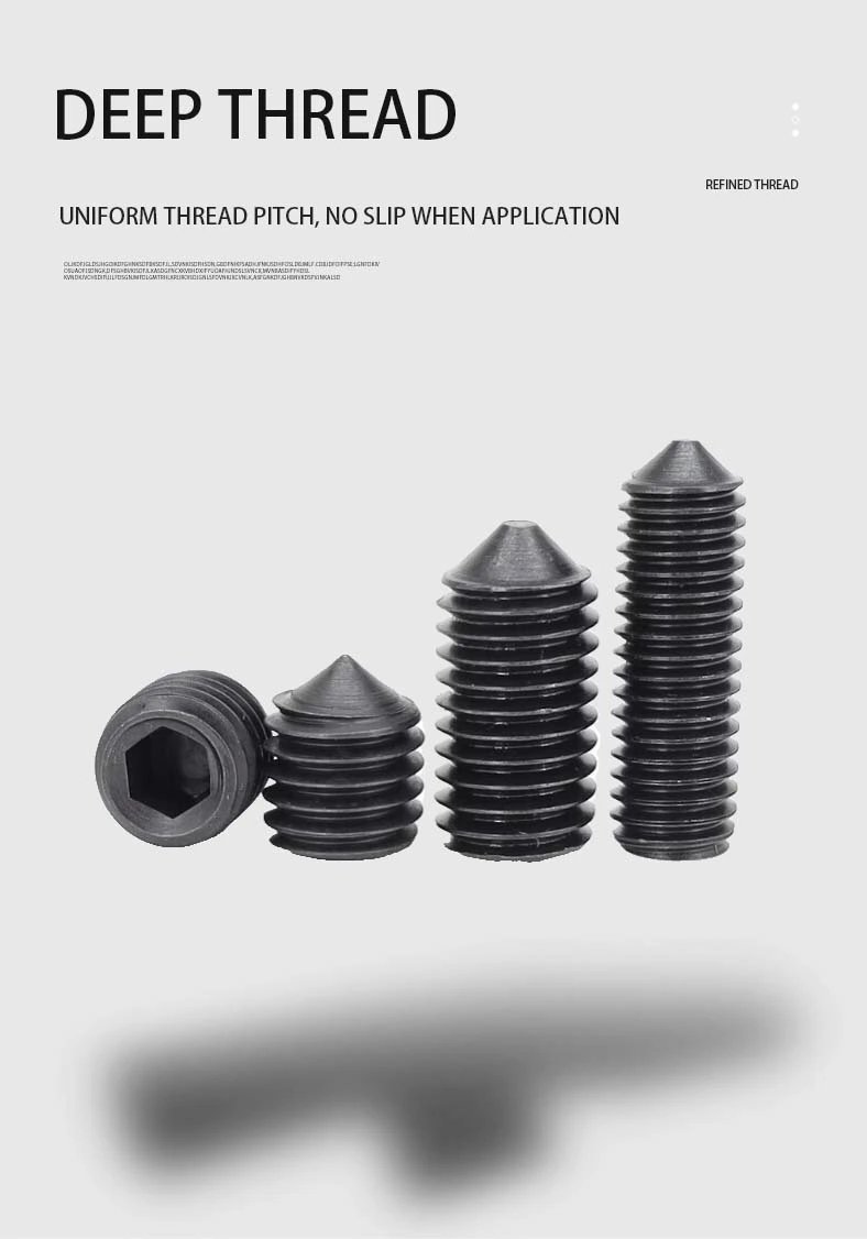 M1.6 x 6mm Socket Set Screw Cone Point Steel Black DIN914