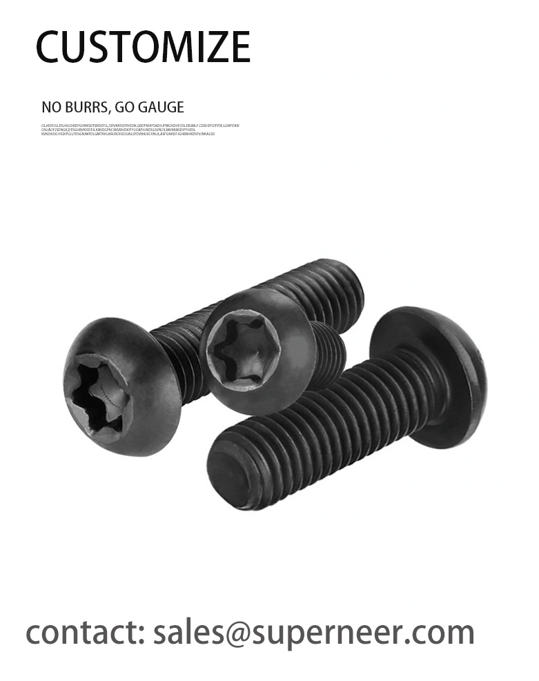 6-32 x 3/16" Button Head Torx Machine Screw Steel Black 