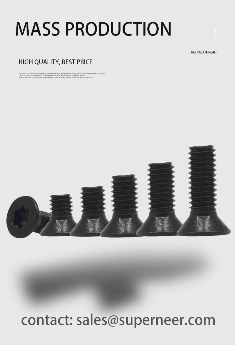 8-32 x 3/8" Flat Head 82&deg; Torx Machine Screw Steel Black