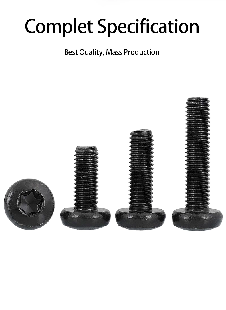 M2.5 x 4 mm Pan Head Torx Machine Screw Steel Black ISO 14583