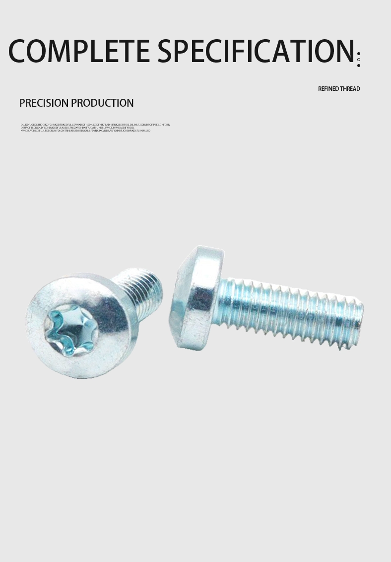 M2 x 6 mm Pan Head Torx Machine Screw Steel Blue Zinc Plated ISO 14583