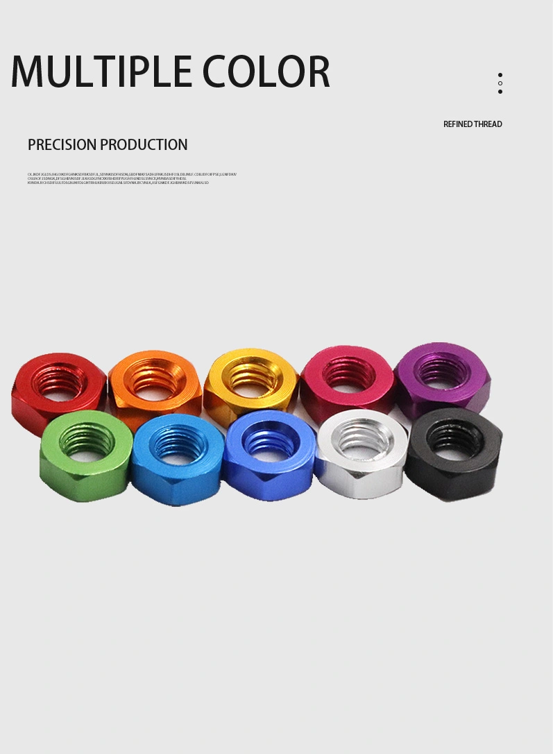 M8 Aluminium Hex Nut Anodized Color
