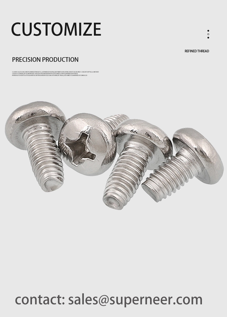 2-56 &times; 1/2 Pan Head Phillips Thread Forming  Screws for Metal  SUS304 Stainless Steel Inox