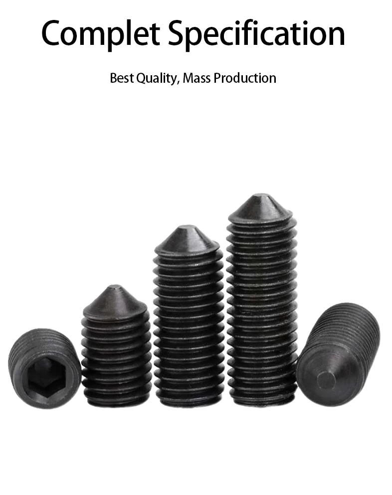 M1.6 x 6mm Socket Set Screw Cone Point Steel Black DIN914