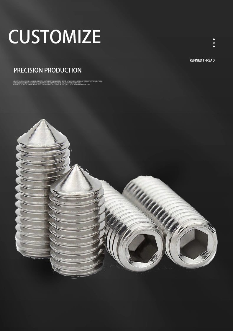 M2 x 4mm Socket Set Screw Cone Point SUS304 Stainless Steel Inox DIN914