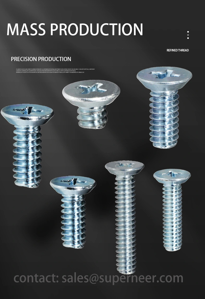 M3.5 x 5 mm Flat Head Undercut Phillips Machine Screw Steel Blue Zinc Plated