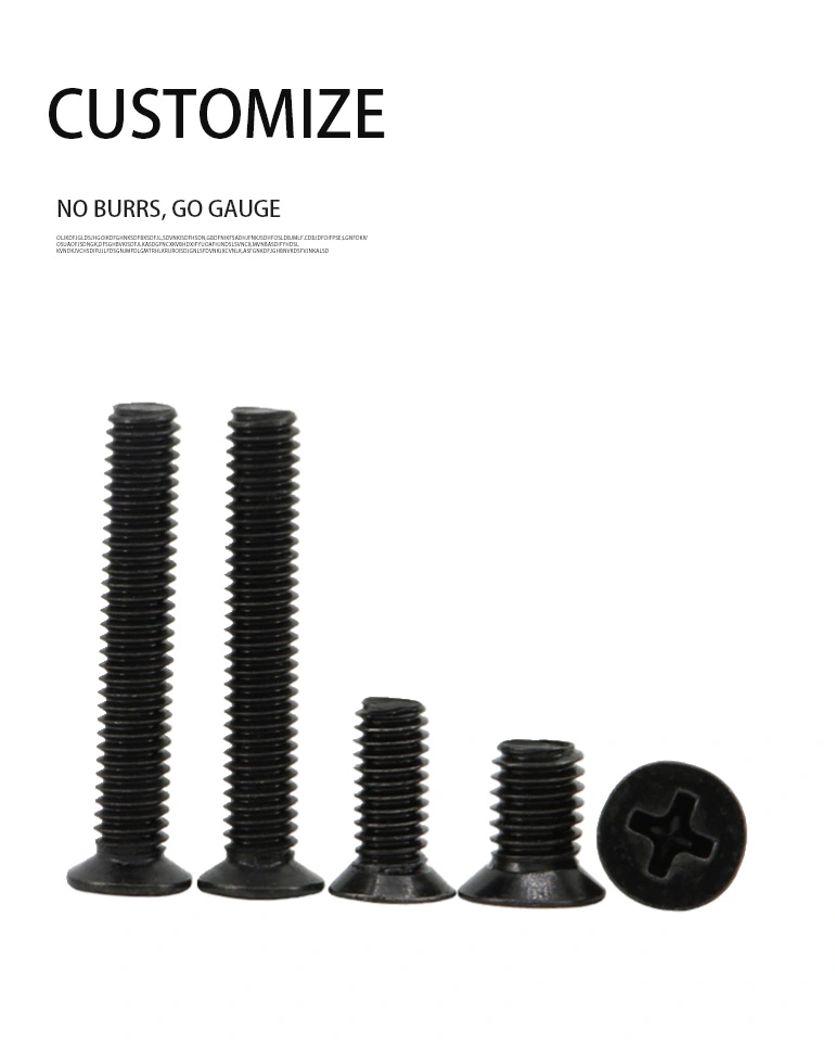 M2 x 6 mm Flat Head 82&deg; Phillips Machine Screw Steel Black
