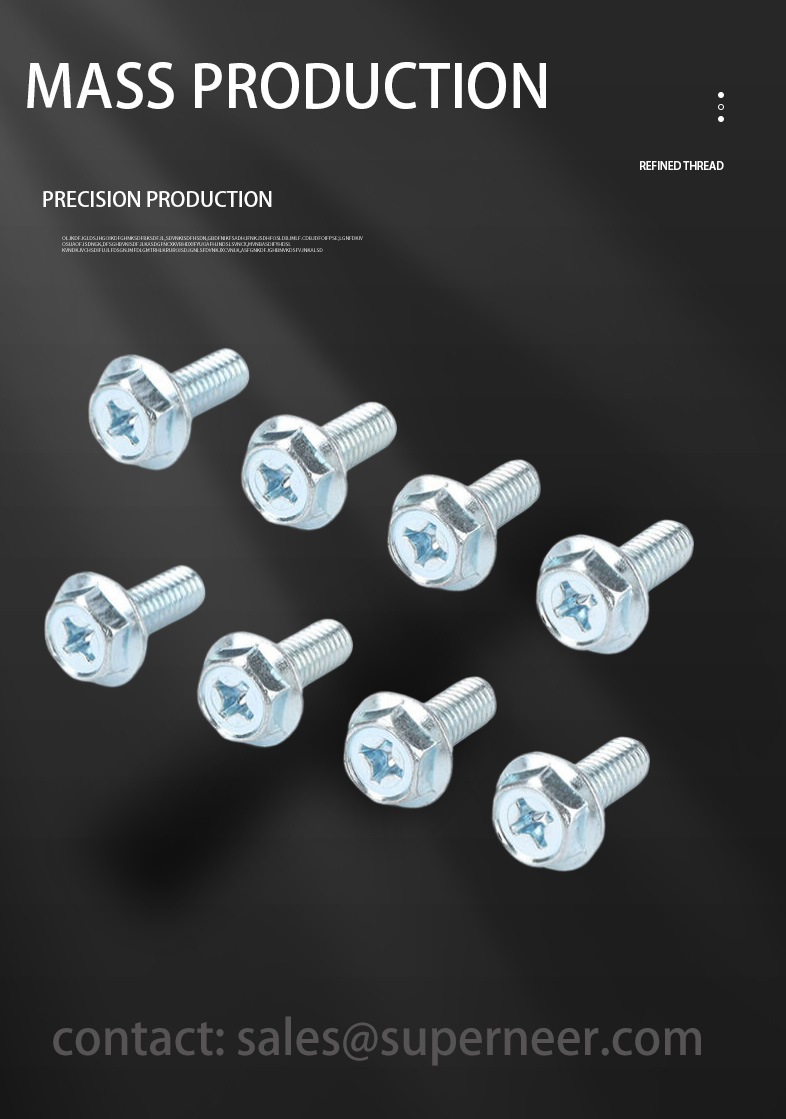8-32 x 3/16" Indented Hex Washer Serrated Head Phillips Machine Screw Steel Blue Zinc Plated