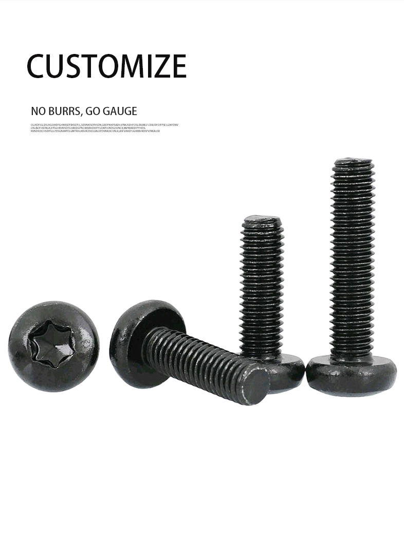 M2.5 x 4 mm Pan Head Torx Machine Screw Steel Black ISO 14583