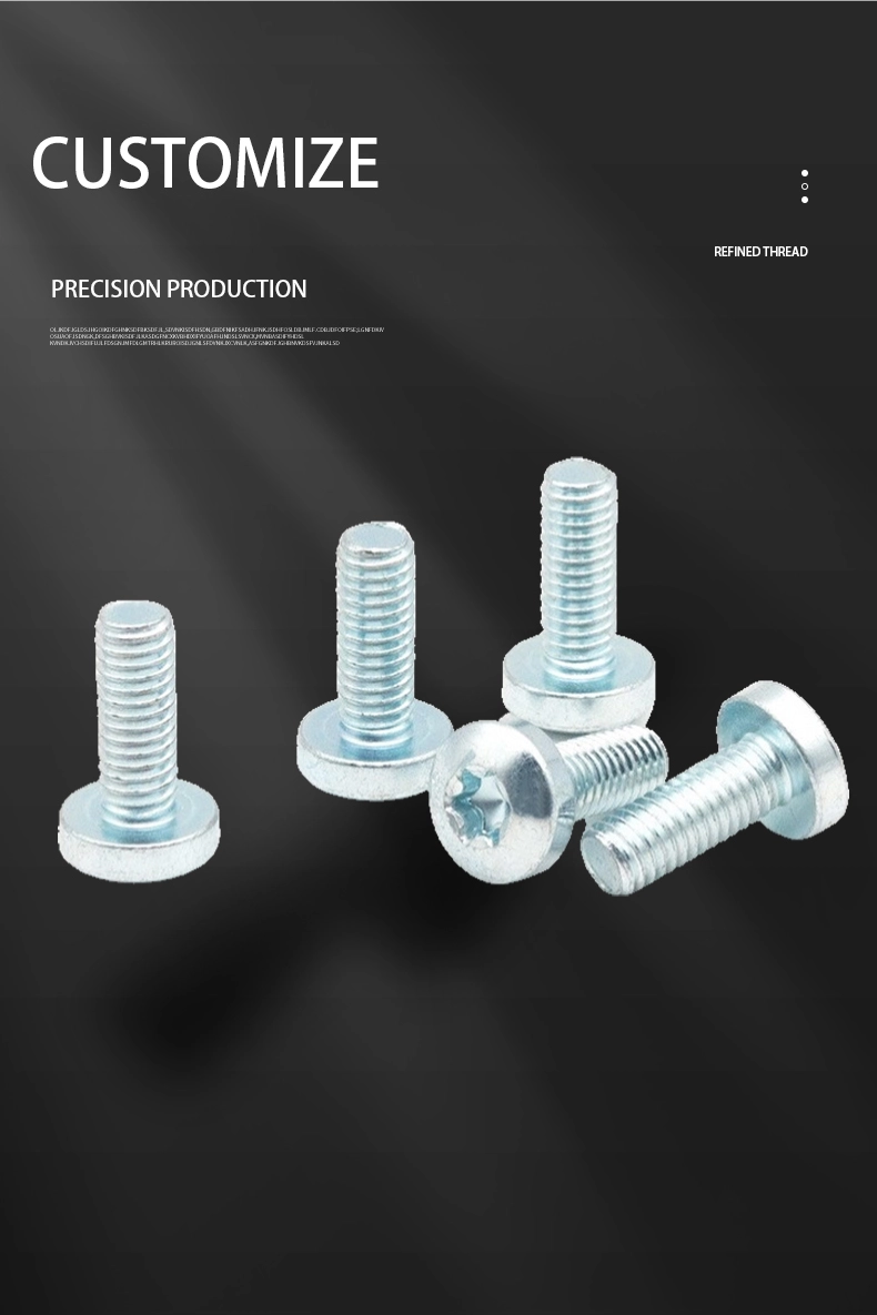 M2 x 6 mm Pan Head Torx Machine Screw Steel Blue Zinc Plated ISO 14583