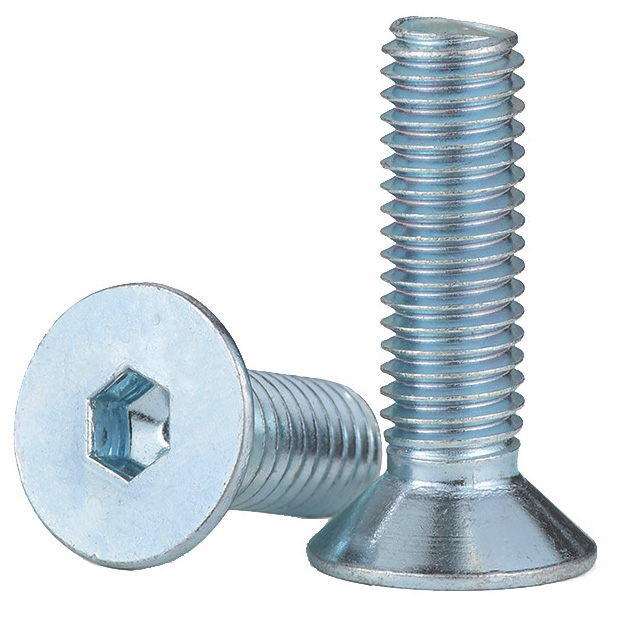 Blue Zinc Plated Steel  Flat Head Socket Cap Screw